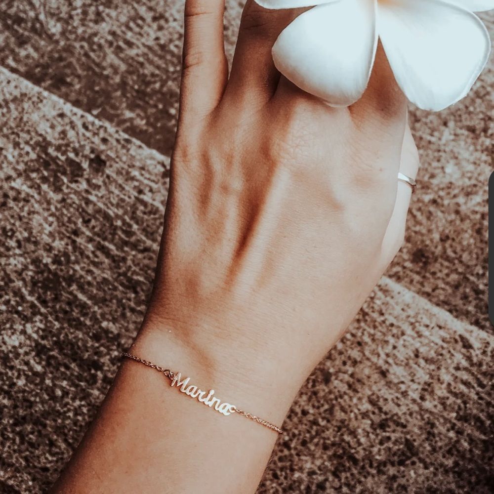 Marina De Buchi custom luxe name bracelet Melanie